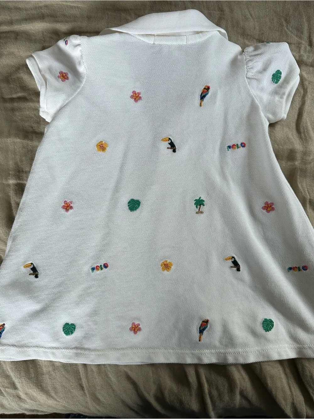 Ralph Lauren White Girls' Embroidered Tropical Polo Tunic size 6 months